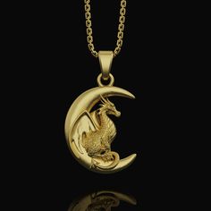 Silver Moon Dragon Necklace, Fantasy Jewelry, Crescent Charm, Mythical Creature, Dragon Jewelry, Unisex Pendant Birthday, Memorial Gift ✦ Jewelry Details ✦ • Material: 925 Sterling Silver • Pendant's Dimensions: 32x27mm • Weight: 15-16grams • Finish: Oxidized, Polished, Gold, Rose Gold • Stamp: 925 • Bail: 4mm • Ideal for daily use with an oxidized finish on 925 sterling silver, which makes details more attractive and eye-catching! • It can be made in 10K - 14K - 18K white/rose/yellow gold as well. Contact me! ✦ Shipping Details ✦ • Standard Shipping • Processing time: 2-4 business days • Delivering time: 2-5 business days • Don't forget to put a phone number on your order for courier service! 📞 • Standard Express Shipping: https://www.etsy.com/listing/920691703/express-worldwide-shipping Moon Dragon, Media Luna, Gold Dragon, Dragon Necklace, Mythical Creature, Book Jewelry, Dragon Jewelry, Dragon Pendant, Silver Moon