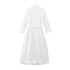 Women  Embroidered Maxi Dress Spring Summer Blouse Collar Dress  with Belt - White,XS Long Sleeve Cotton Dress With Broderie Anglaise, Chic Long Sleeve Broderie Anglaise Dress, Broderie Anglaise Long Sleeve Day Dress, Chic Embroidered Daywear Dresses, Cotton Long Sleeve Dresses With Cutwork Hem, Chic Embroidered Daytime Dress, Chic Broderie Anglaise Dress For Daywear, Fitted Long Sleeve Broderie Anglaise Midi Dress, Chic Long Sleeve Midi Dress With Broderie Anglaise