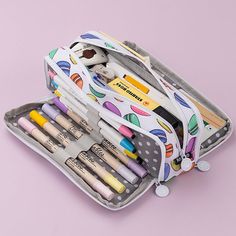 This aesthetic Triple zippers pencil pouch is large enough for stationery lovers who bring a lot of pens! It is specially designed for easy opening on 2 sides and on the top. ⭐New black, rainbow and pastel colors are added! Features Able to extend when it's opened. Zippers open on 3 sides🤐. Extra large size allows to store up to 40 pens. Able to storage a 20cm ruler📏. 3 compartments in the main storage session. 7 Internal pen holding slots. Designed for the need of well pen-organized purpose. Multicolor Stationery For Everyday Use And Back To School, Trendy Multicolor Stationery For School, Trendy Multicolor School Stationery, Back To School Rectangular Pencil Case With Zipper, Multicolor Rectangular Pencil Case For Study, Back To School Pencil-shaped Organizer With Zipper, Trendy Multicolor Stationery For Back To School, Trendy Multicolor Back To School Stationery, Trendy Pencil-shaped Multicolor Pencil Case