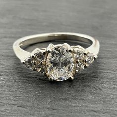 Vintage Cubic Zirconia Sterling Silver Statement Ring, UK Size R, US Size 8 3/4, EU Size 58 1/2, Stamped 925 DQCZ Diamond Quality Cubic Zirconia, Front Max Width 7.9mm, Weight 3.39 Grams, Lovely Condition Classic Hallmarked Cluster Ring With Cubic Zirconia, Oval Cubic Zirconia Diamond Ring Hallmarked, Statement Ring Silver, Statement Ring, Rings Statement, Statement Rings, Cubic Zirconia, Beauty Book, Jewelry Rings