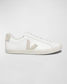 VEJA "Esplar" lowtop sneakers in twotone leather and suede    Signature V logo on sides     Flat heel    Round toe    Laceup vamp    Logo print on backstay     Lining: Recycled polyester    Rubber outsole    Made in Brazil