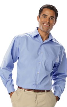 Experience timeless style and comfort in the Blue Generation Men's Long Sleeve Easy Care Stretch Poplin Shirt. This shirt is a must-have for any wardrobe, combining fashion, durability, and ease of maintenance with its wrinkle and stain resistant fabric. Whether you're dressing up for the office or dressing down for a casual event, this shirt is the perfect choice for big and tall men. Available in a range of classic colors, this shirt will bring a touch of sophistication to any outfit. You won' Classic Wrinkle-resistant Business Tops, Blue Wrinkle-resistant Long Sleeve Shirt, Blue Long Sleeve Wrinkle-resistant Shirt, Blue Relaxed Fit Dress Shirt For Business, Business Cotton Tops Wrinkle-resistant, Casual Wrinkle-resistant Dress Shirt For Business, Clothes For Big Men, Tall Men, Online Clothing Store