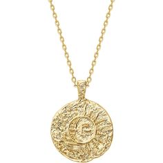 This Moon And Star Coin Pendant Necklace Measures At 18mm, Making It A Trendy Piece That Will Never Go Out Of Style Quality: This 14k Yellow Gold Plated Necklace Is Crafted From Hand Selected Aaaaa Quality Cubic Zirconia And Features 20 Inch Adjustable Sliding Chain, Perfect For All Neck Sizes. Your Happiness Is Our Number One Priority. To Ensure Your Complete Satisfaction, We Offer A Hassle-Free 60-Day Money-Back Guarantee. To Get In Touch, Email Or Chat With Us - A Member Of Our Team Will Be H Symbolic Gold Initial Pendant Jewelry, Engraved Brass Coin Necklace With Round Pendant, Engraved Brass Coin Pendant Necklace, Gold Moon-shaped Engraved Necklace, Engraved 14k Gold Amulet Coin Necklace, Symbolic Engraved Initial Pendant Jewelry, Engraved Gold Plated Medallion Necklace, Engraved Brass Initial Pendant Jewelry, Symbolic Round Charm Necklace With Coin Pendant