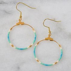 Beaded Hoop Earrings | Handmade by Libby & Smee Gold Beaded Small Hoop Earrings For Summer, Nickel Free Small Hoop Earrings For Summer, Nickel-free Small Hoop Earrings For Summer, Adjustable Nickel-free Hoop Earrings For Summer, Summer Everyday Dangle Hoop Earrings, Adjustable Circular Beaded Earrings With Tiny Beads, Nickel Free Small Hoop Beaded Earrings In Trendy Style, Gold Heishi Beaded Earrings With Colorful Beads, Gold Heishi Bead Earrings With Colorful Beads