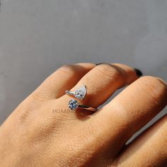 ✥ RING Detail ✥ ♦ Main Stone: CZ Diamond/Moissanite ♦ Main Stone Shape: Pear & Round Cut ♦ Main Stone Size:  Pear Cut (7mmx5mm) & Round Cut (5mm) ♦ Main Stone Color: Colorless  ♦ Metal Options: Sterling Silver/10K/14K/18K Gold OR Platinum. ♦ Metal Finish Options: White / Yellow / Rose ♦ Free Shipping To USA. ♦ Nickle Free ✥ P E RS O N A L I S A T I O N ✥  ♦ If you like the ring design to be customized, we will gradually accept your idea and try to put it into the design. ♦ Choose your ring size Women Wedding Ring, Wedding Ring For Her, Bypass Ring, Ring Women, Cz Diamond, Elegant Jewelry, Birthstone Ring, Wedding Rings For Women, Ring Verlobung