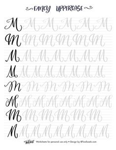 the cursive writing practice sheet for each letter