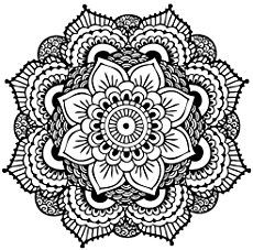 an intricate black and white flower design