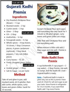 the recipe for gupathi kadi is shown in red, white and blue