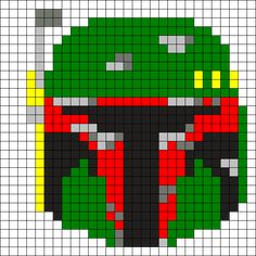 a pixellated image of a green and red helmet on top of a white background