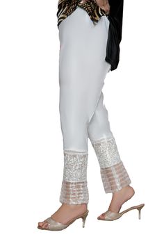 IshDeena White Cotton Trousers with Beautiful Lace Designs for Women - Stylish & Comfortable Pants for Office &Travel - IshDeena Lace Designs For Women, Kurta Style, Lace Designs, Comfortable Pants, Perfect Pant, Plus And Minus, Cotton Trousers, Office Travel, Pair Of Pants