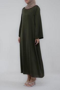 Yasmin Slip dress maxi length with a detachable belt and kimono sleeves - ANNAH HARIRI Sport Abaya, Slip Dress Maxi, Modest Activewear, Belt Kimono, Full Coverage Swimsuit, Maxi Dress Long Sleeve, Abaya Dress, Kimono Sleeves, Islamic Clothing