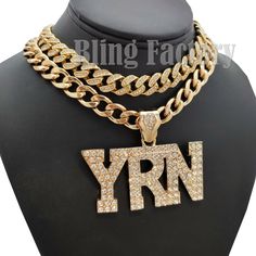 HIP HOP MIGOS LARGE YRN PENDANT & 18" ICED CUBAN CHOKER CHAIN FASHION NECKLACE HIP HOP CELEBRITY STYLE BRAND NEW USA SELLER Product Description PENDANT SIZE: 2.75" WIDE X 2.25" TALL. CHAIN LENGTH: 18" 11mm CUBAN CHAIN CHAIN LENGTH: 18" 12mm ICED BOX LOCK CUBAN CHAIN Lab Diamonds on Pendant 14K Gold plated over alloy. High Quality and polished. Payments: US Customers: Paypal accepted International Customers: Paypal accepted Shipping: For Shipping & Handling within the US: FREE We do combine shipp Cuban Choker, Choker Chain, Ice Box, Chain Fashion, Box Jewelry, Cuban Chain, Fashion Jewelry Necklaces, Lab Diamonds, Chain Lengths