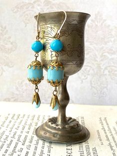 Lake Elsinore, Blue Crown, Designer Earrings, Beautiful Earrings, Etsy Earrings, Dangle Drop Earrings, Crown, Ships, Lake