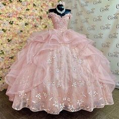 Trendy Fashion Coral Princess Quinceanera Dresses 3D Flowers Birthday Ball Gown Sweet 16 Dress, Women's Clothing Princess Quinceanera Dresses, Birthday Gown, Gown Birthday, Pink Quinceanera, Pink Ball Gown