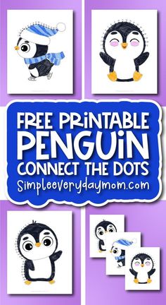 penguin connect the dots game for kids to learn how to draw and paint with penguins