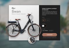 an advertisement for the electric bicycle company swan, which is now on sale in stores