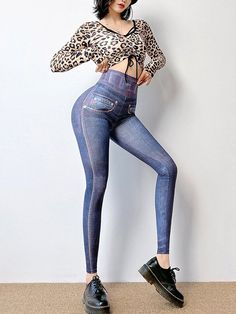 Sku CY-!96605 Material Style Wrap Feature Printing Occasion Sports Seasons Spring , Summer , Autumn , Winter Type Leggings Color BLUE Size S,M,L Please consult the size chart we provide for this item's measurements to help you decide which size to buy.Please note: There may be 1-3cm differ due to manual measurement.CMINCH Waist Hips Length S 60-90 78-104 115 M 64-94 82-108 117 L 68-98 86-112 119 Lifting Leggings, Yoga Jeans, Leggings Gym, Leggings Activewear, Denim Print, Perfect Denim, Fashion Leggings, Leggings With Pockets, Green Leggings