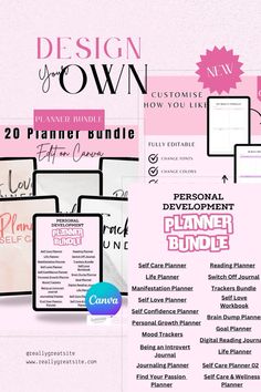 the planner bundle is shown in pink and black