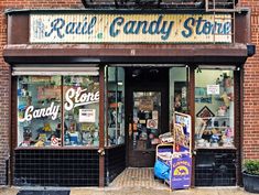 a store front with many items on display in it's windows and the sign says randy stone