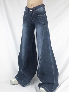 Style: Casual/Street/Hip Pop/Vintage/Y2K/PunkFabric Content: Cotton. PolyurethaneFit Type: Regular fitDescription: Add these classic but retro jeans to your denim wardrobe. Shaped to a straight-leg silhouette. features paneled seam detail at front & back. and has functional pockets design. ended with a button zip fly to the front. SIZE WAIST (Inches) HIPS (Inches) Outseam (Inches) S 26.77 37.01 41.34 M 28.35 38.58 41.73 L 29.92 40.16 42.13 Baggy High Rise Vintage Flare Jeans, Retro Fall Jeans For Streetwear, Retro Fall Streetwear Jeans, Vintage High-rise Baggy Flare Jeans, Vintage High Rise Baggy Flare Jeans, Retro High Waist Non-stretch Jeans, Retro Stretch Denim Blue Flare Jeans, Retro High Rise Non-stretch Flare Jeans, Retro High Rise Flare Jeans