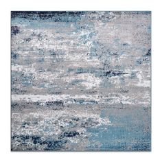 an abstract rug with blue and gray colors