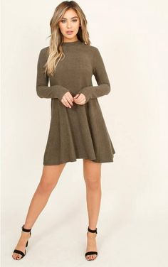 MOCK NECK BRUSHED KNIT A-LINE DRESS Mock Neck, A Line Dress, Sweater Dress, A Line, Mini Dress