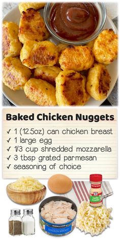 the ingredients for baked chicken nuggets are shown