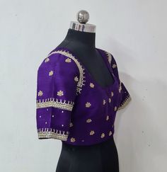 violet purple rawsilk hand embroidered sequin blouse that can be paired with multiple sarees. size: please choose the size from the drop down. if you want custom measurements,  I'll send you the measurements sheet when you order.  Please contact me if you have any questions Semi-stitched Embroidered Fabric For Reception In Purple, Semi-stitched Embroidered Fabric For Reception, Purple, Fitted Purple Embroidered Fabric For Reception, Purple Embroidered Designer Saree, Purple Anarkali Embroidered Fabric For Festive Season, Semi-stitched Purple Embroidered Fabric For Festive, Embroidered Purple Dola Silk Blouse Piece, Designer Embroidered Purple Saree, Purple Embroidered Fabric With Zari Work For Reception