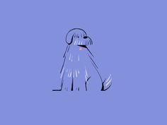 a drawing of a dog on a blue background