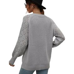 Gray Solid Hollow-out Long Sleeve Knit Cardigan Long Sleeve Knitted Cardigan, Winter Sweaters, Long Sleeve Knit, Knit Cardigan, Sweaters & Cardigans, Cardigans, Fall Winter, Knitting, Grey