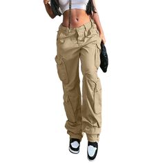 PRICES MAY VARY. 【Material】The cargo pants women baggy, made of Cotton and Polyester, breathable, skin-friendly, comfortable for all-day wear. 【Design】Casual loose cargo pants y2k women, simple but versatile, adding fashion to your overall dress. multiple practical and functional pockets, which are deep and big enough to store and secure your keys or phone and other essentials. Straight leg cargo pants, relaxed fit, elastic high waist, zipper and button closure.Poorok Vesmok OVABUKI 【Match】The w Denim Cargo Pants, Baggy Cargo Pants, Khaki Fashion, Women Cargos, Baggy Pants, Baggy Pant, Cargo Pants Women, Pantalon Cargo, Hip Hop Fashion