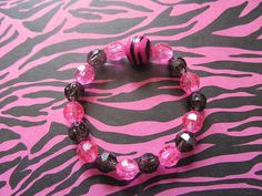 Hot Pink Zebra Print Beaded Bracelet-Birthday Gift-Gifts for Her-Gifts for Girls-Girls Bracelets-Bracelets for Girls-Kids Bracelets Hot Pink Zebra Print, Bracelets For Girls, Pink Zebra Print, Hot Pink Zebra, Angel Bracelet, Crystal Bead Jewelry, Kids Bracelets, For Her Gifts, Pink Zebra