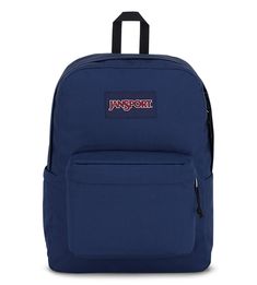 SuperBreak® Backpack, A Classic Pack | JanSport Dark Blue Jansport Backpack, Navy Blue Jansport Backpacks, Blue Jansport Backpacks, Blue Jansport Backpack, Jansport Backpacks, Backpack Ideas, High School Backpack, Aesthetic Backpack, Self Expression