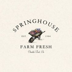 the logo for springhouse farm fresh, which is located on an old fashioned wheelbarrow