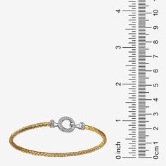 Features: Quick ShipCircumference: 7 1/4 InchJewelry Closure: Hook ClaspSetting: PaveStone Cut: RoundStone Millimeter Measurement: 1.25 Mm Width, 1.25 Mm LengthMetal Color: Two ToneCare: Wipe CleanStone Type: 32 Cubic ZirconiaBracelet Type: Bangle BraceletsMetal: 18k Gold Over SilverCountry of Origin: Imported Gold Chain Bracelet With Diamond Accents, White Gold Round Diamond Bracelet, Gold Diamond-cut Chain Bracelet, Elegant Gold Bracelet With Spring Ring Clasp, Flexible Yellow Gold Tennis Bracelet, Round Cubic Zirconia Gold Bracelet For Anniversary, Yellow Gold Cubic Zirconia Chain Bracelet, Flexible Yellow Gold Bracelet, Round Gold Bracelet With Cubic Zirconia For Anniversary