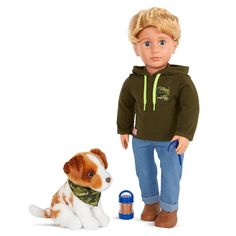 a doll with a dog next to it