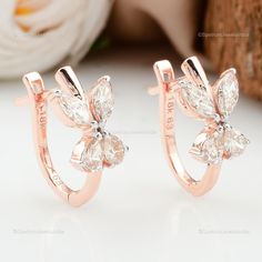 "Complete your look for a glamorous evening in this gorgeous Rose Gold Earrings studded with Diamond. This will go well with all of your dresses and are attention seeking. ✧✧Welcome To Our Shop Spectrum Jewels India✧✧ \"\"Natural Brilliant Cut Diamond Earrings For Women, 18k Rose Gold Wedding Jewelry For Bride, Huggie Earrings For Engagement Gift\"\" ★PRODUCT SPECIFICATION★ * ITEM CODE - SEE-11662D * EARRING LENGTH - 17 Millimetres Approx * METAL - 18k Rose Gold * 18k Rose Gold Weight : 3.69 gm  * GROSS WEIGHT - 3.91 gm Approx * MAKING - Handmade ★MAIN STONE DETAILS★ * STONE NAME:- Diamond * STONE SHAPE:- Marquise * DIAMOND WEIGHT:- 1.12 Carat * AVERAGE DIAMOND CLARITY :- SI1-S2  * DIAMOND COLOR :- H-I * SETTING USED:- Prong * STONE COLOR:- White * STONE TREATMENT:- Natural ≫ FAQ below for Elegant Rose Gold Cluster Earrings With Cubic Zirconia, Rose Gold Cubic Zirconia Bridal Earrings For Evening, Elegant Rose Gold Cubic Zirconia Cluster Earrings, Luxury Rose Gold Cluster Earrings With Prong Setting, Elegant Rose Gold Cluster Earrings With Prong Setting, Rose Gold Cubic Zirconia Cluster Earrings For Formal Occasions, Rose Gold Fine Jewelry Diamond Earrings For Evening, Luxury Rose Gold Cluster Earrings For Anniversary, Rose Gold Diamond Earrings For Evening