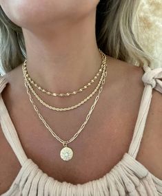 Gold jewelry stacking sets at Dylan Rae Jewelry. Shop all gold necklaces, bracelets, earrings and rings. Paperclip Necklace With Pendant, Paperclip Necklace Layering, 2023 Products, Beachy Necklace, Necklace Set Gold, Layered Coin Necklace, Jewelry Stacking, Necklace Combo, Diamond Mangalsutra