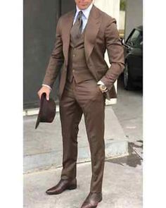 ad eBay - Brown Men Suit Peak Lapel Groom Tuxedos Wedding Office Prom Formal Suit Custom - Buy Now, click the link (eBay) Dark Green Suit Men, Groomsmen Brown, Green Suit Men, Wedding Suits Groomsmen, Prom Tuxedo, Slim Fit Tuxedo, Stylish Suit, Brown Wedding, Groomsmen Suits