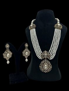 Gorgeous Victorian Style Long Pearl Necklace in Victorian style with matching earrings Highest quality and craftsmanship Free shipping Since natural semiprecious beads are used in this necklace, Color and shape of the beads may vary slightly Please let me know if you have any questions Luxury Hand Set Kundan Necklace, Elegant Beaded Kundan Necklace For Formal Events, Elegant Beaded Kundan Necklace For Formal Occasions, Elegant Meenakari Beaded Necklaces For Festivals, Luxury Beaded Jewelry For Celebration, Elegant Festive Beaded Necklace With Intricate Design, Elegant Meenakari Beaded Necklace As Gift, Elegant Beaded Necklaces For Formal Festivals, Elegant Kundan Beaded Jewelry Sets