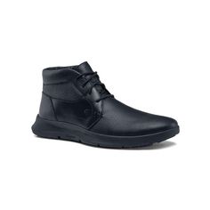 Holden sports a comfortable style you’ll want to hold on to. These black leather high-top lace-ups exude laid-back good looks. Lightweight construction makes these slip-resistant men’s shoes a pleasure to wear all day and into the night. Slip-resistant Lace-up Leather Boots, Classic Lace-up Slip-resistant Boots, Slip-resistant Leather Lace-up Work Boots, Slip-resistant Lace-up Leather Work Boots, Casual Waterproof Boots With Laces For Streetwear, Casual High-top Lace-up Boots For Walking, Casual High-top Leather Waterproof Boots, Casual Leather High-top Waterproof Boots, Classic Lace-up Slip-resistant Work Boots