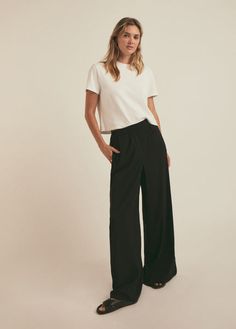 THE SUMMER FRIDAY PANT Chic Spring Wide Leg Pants For Casual Wear, Chic Wide Leg Pants For Elevated Casual Occasion, Effortless High-waisted Wide Leg Pants With Elastic Waistband, Chic Viscose Bottoms For Day Out, Effortless Wide Leg Bottoms With Elastic Waistband, Chic Wide-leg Pants For Elevated Casual Occasions, Chic Wide-leg Casual Pants, Casual Rayon Wide Leg Pants For Day Out, Casual Viscose Bottoms For Day Out