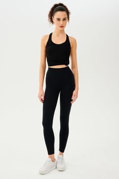 An all new extra waist version of our high waist Airweight legging engineered to fit every curve and flow with your workouts. Our ultra luxe Airweight fabric has a supremely soft hand and second skin comfort. BEST FOR: hot yoga, barre, Pilates. Model is 5’10” and wears a size small. High Rise Yoga Pants With 4-way Stretch For Pilates, High Waist Compressive Seamless Activewear, Seamless Compression High-waist Activewear, Sleek Black Leggings With 4-way Stretch, Seamless High Stretch High Waist Activewear, Sleek Black 4-way Stretch Leggings, Athleisure Activewear With Light Support For Barre, High Waist 4-way Stretch Yoga Tights, High Stretch High Waist Yoga Activewear