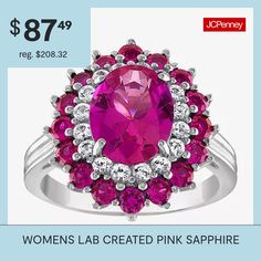 Ring Style: Cocktail Rings, Halo RingsFeatures: Quick ShipSetting: ProngShape: OvalStone Cut: OvalStone Millimeter Measurement: 8 Mm Width, 10 Mm LengthMetal Color: WhiteRing Gallery Height: 8mmRing Top Length: 18.6mmRing Top Width: 16.7mmBand Width: 2mmCare: Wipe CleanStone Type: 49 Lab Created SapphireAuthenticity: Lab Created StoneMetal: Sterling SilverCountry of Origin: Imported Ring Style, Cocktail Ring, Pink Sapphire, Cocktail Rings, Fashion Rings, Halo, Sapphire, Sterling Silver, 10 Things