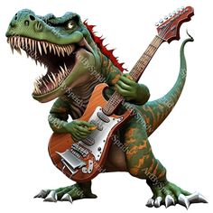 an image of a dinosaur with a guitar