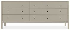 the chest of drawers is made out of wood and has many knobs on each drawer