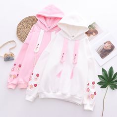 Cozy Kawaii, Sakura Petals, Kawaii Hoodie, Flower Hoodie, Pink Kawaii, Kawaii Harajuku, Kawaii Style, Collared Coat, Girl Sweatshirts