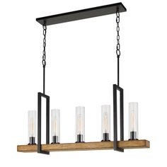 a light fixture with four lights hanging from it's center and two bars on the bottom