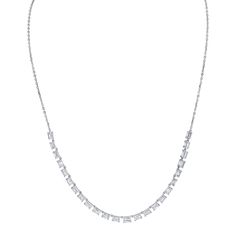 18K White Gold 4.68ctw Emerald Cut Diamond Necklace Pear Cut Diamond, Emerald Cut Diamond, Emerald Cut Diamonds, Emerald Cut, Diamond Necklace, Diamond Cuts, Emerald, White Gold, Gold