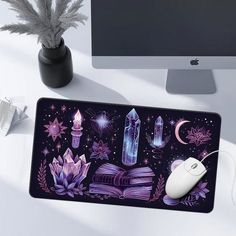 a computer mouse pad sitting on top of a desk